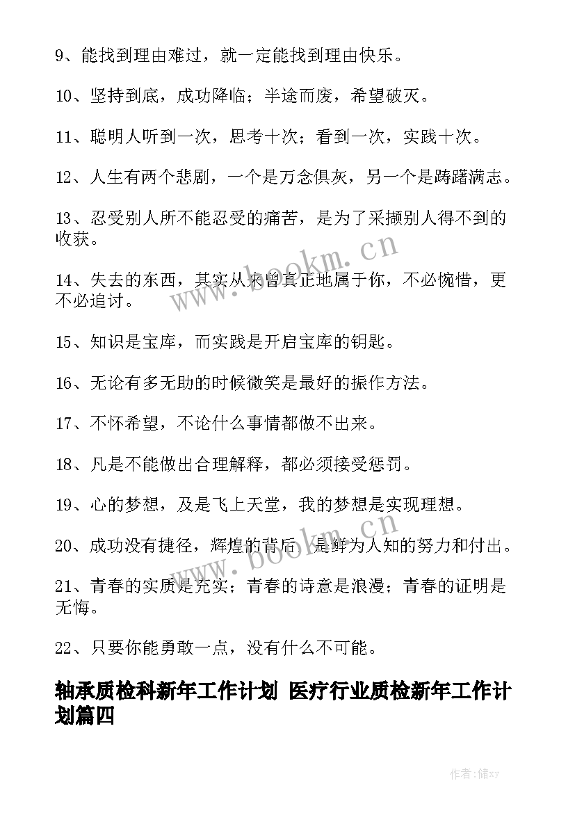 轴承质检科新年工作计划 医疗行业质检新年工作计划