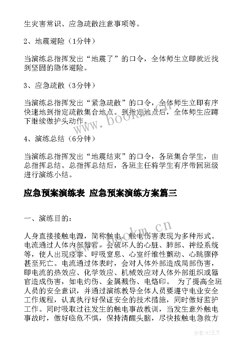 应急预案演练表 应急预案演练方案