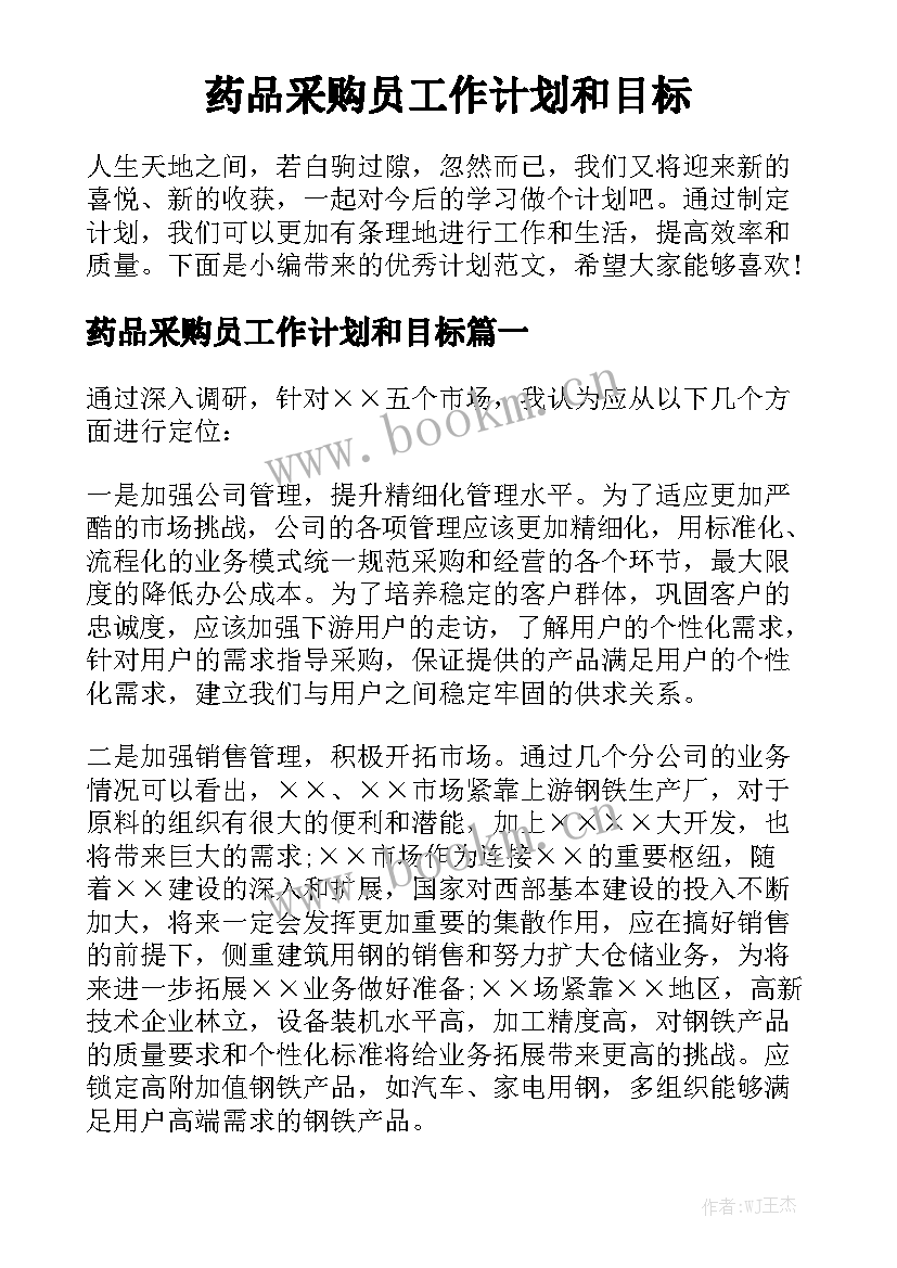 药品采购员工作计划和目标