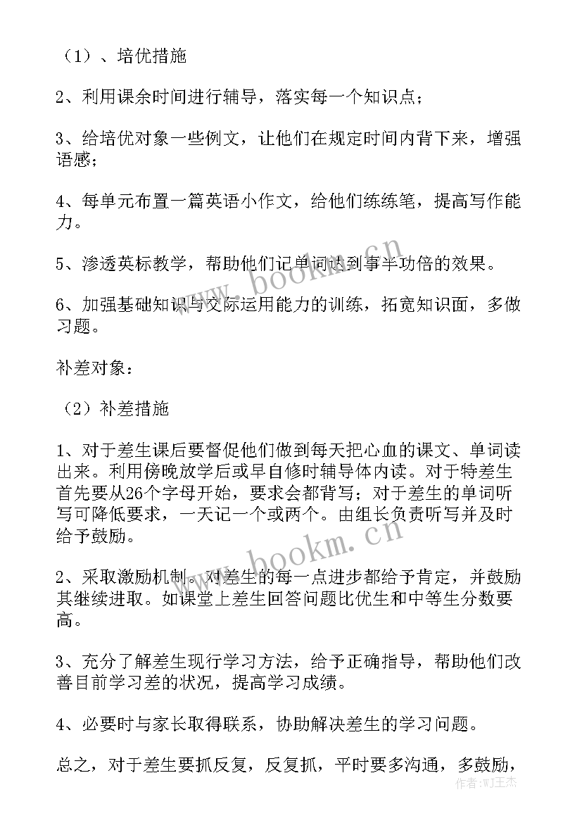 最新初二英语学期工作计划汇总