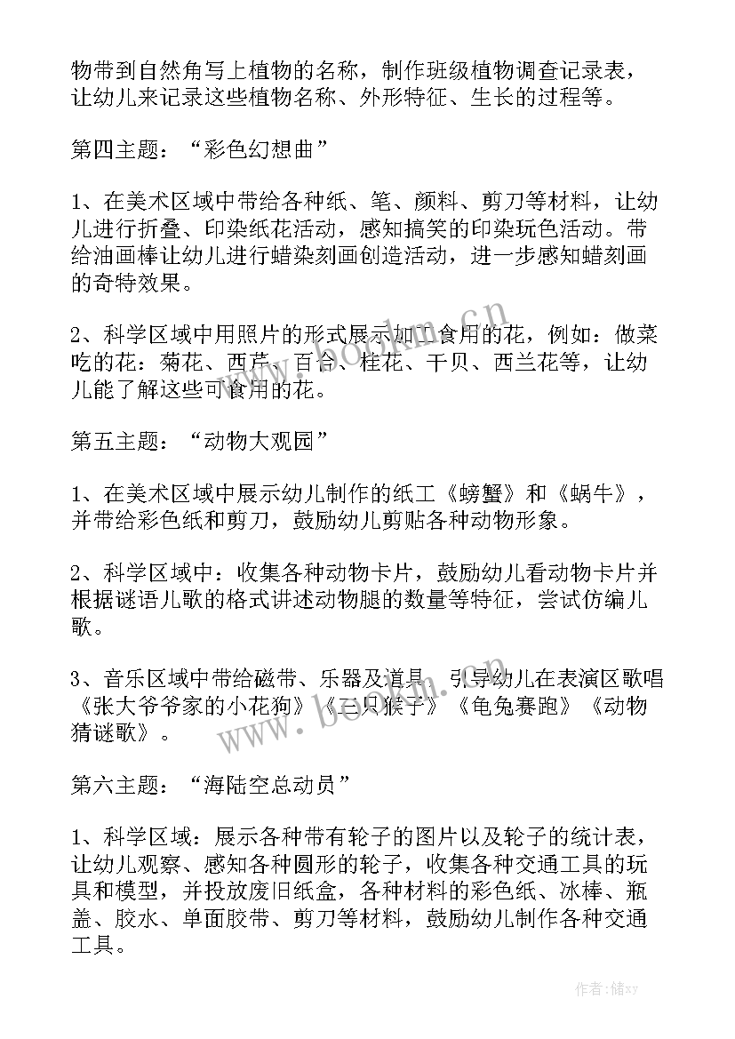 幼儿园小班区域活动工作计划汇总