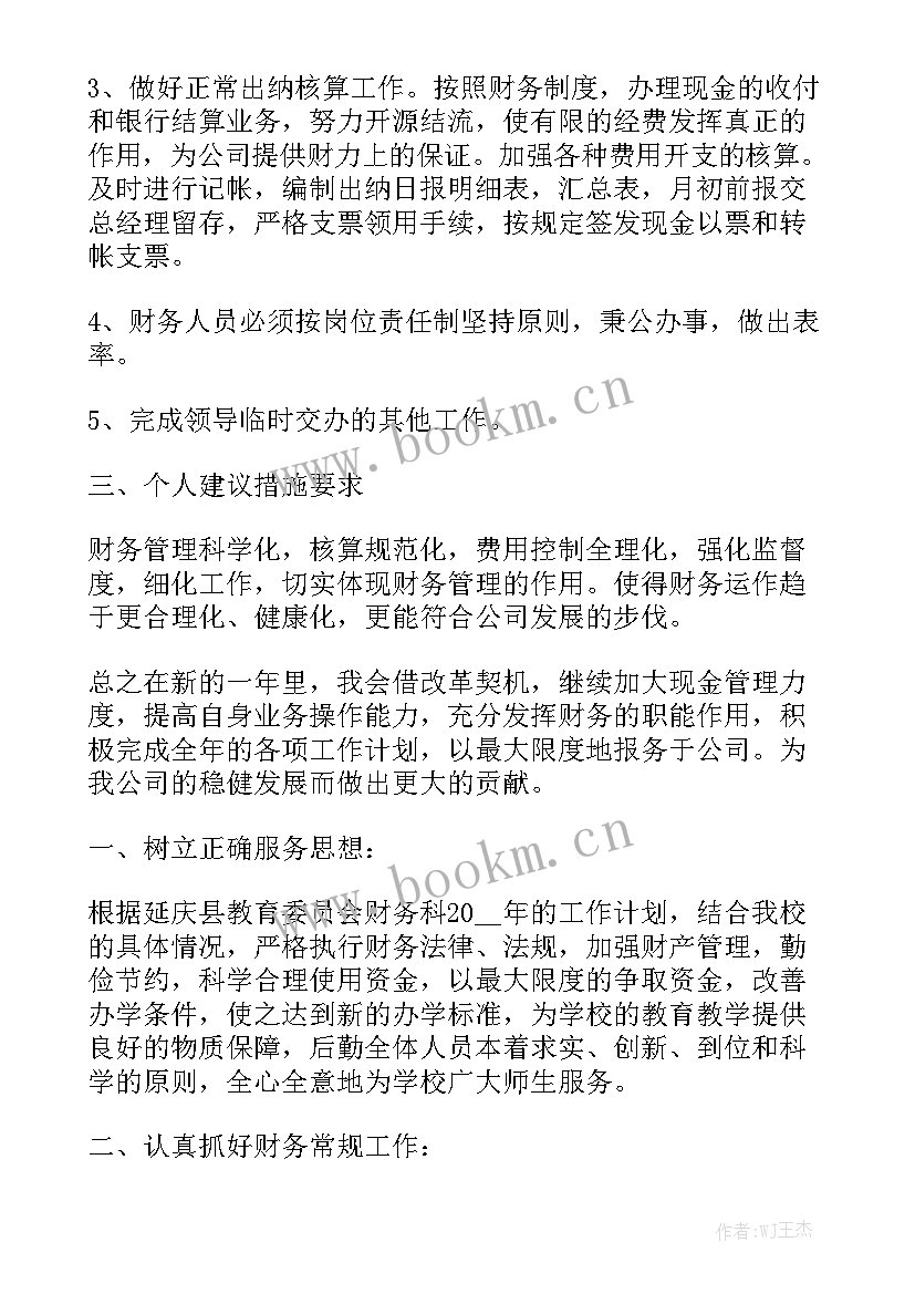 出纳职责英文 出纳工作计划模板