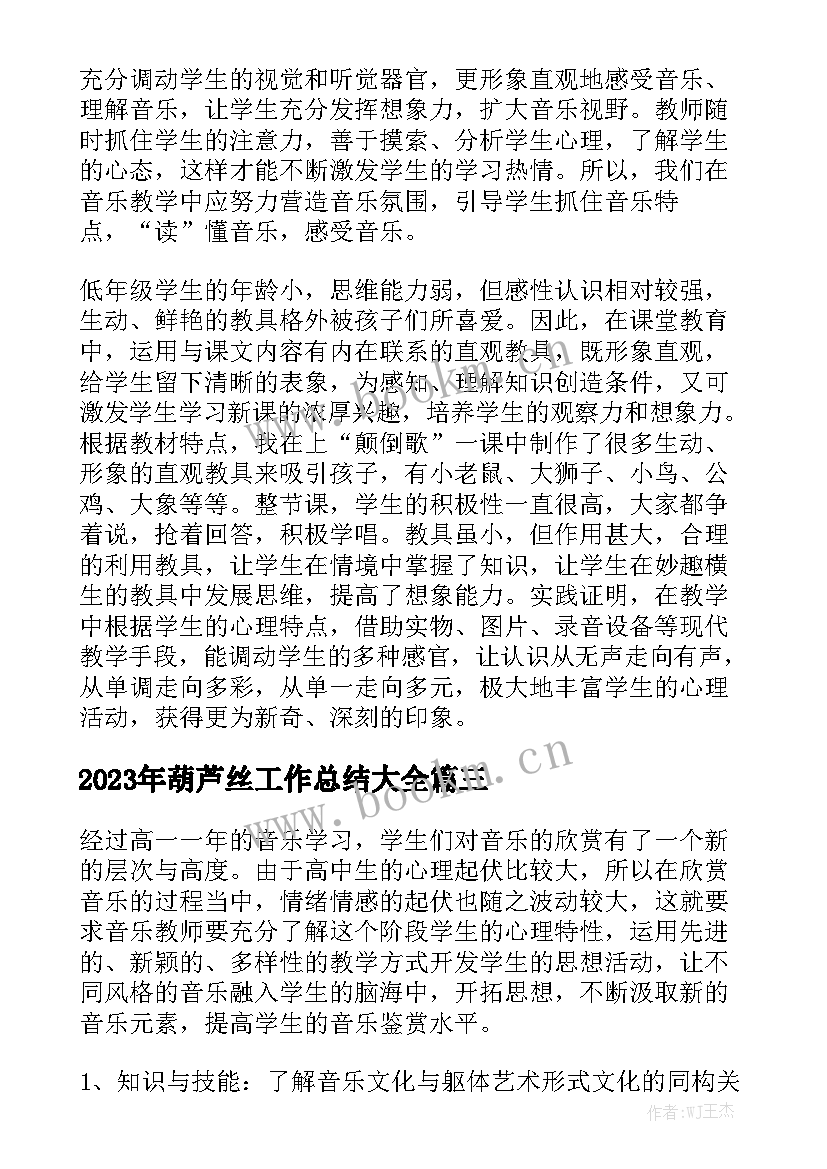 2023年葫芦丝工作总结大全