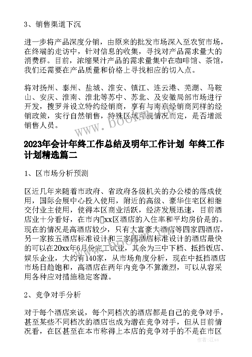 2023年会计年终工作总结及明年工作计划 年终工作计划精选