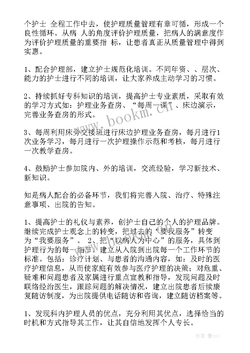 最新护理工作计划要点 护理工作计划(六篇)