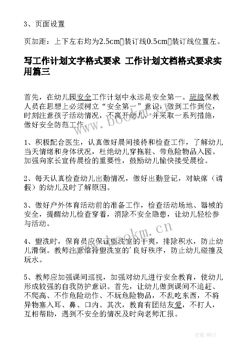 写工作计划文字格式要求 工作计划文档格式要求实用