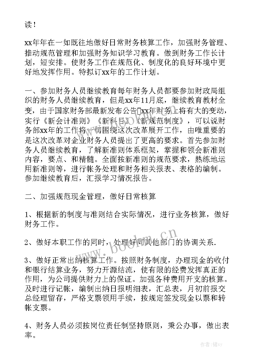 2023年财务工作长期规划 财务工作计划精选