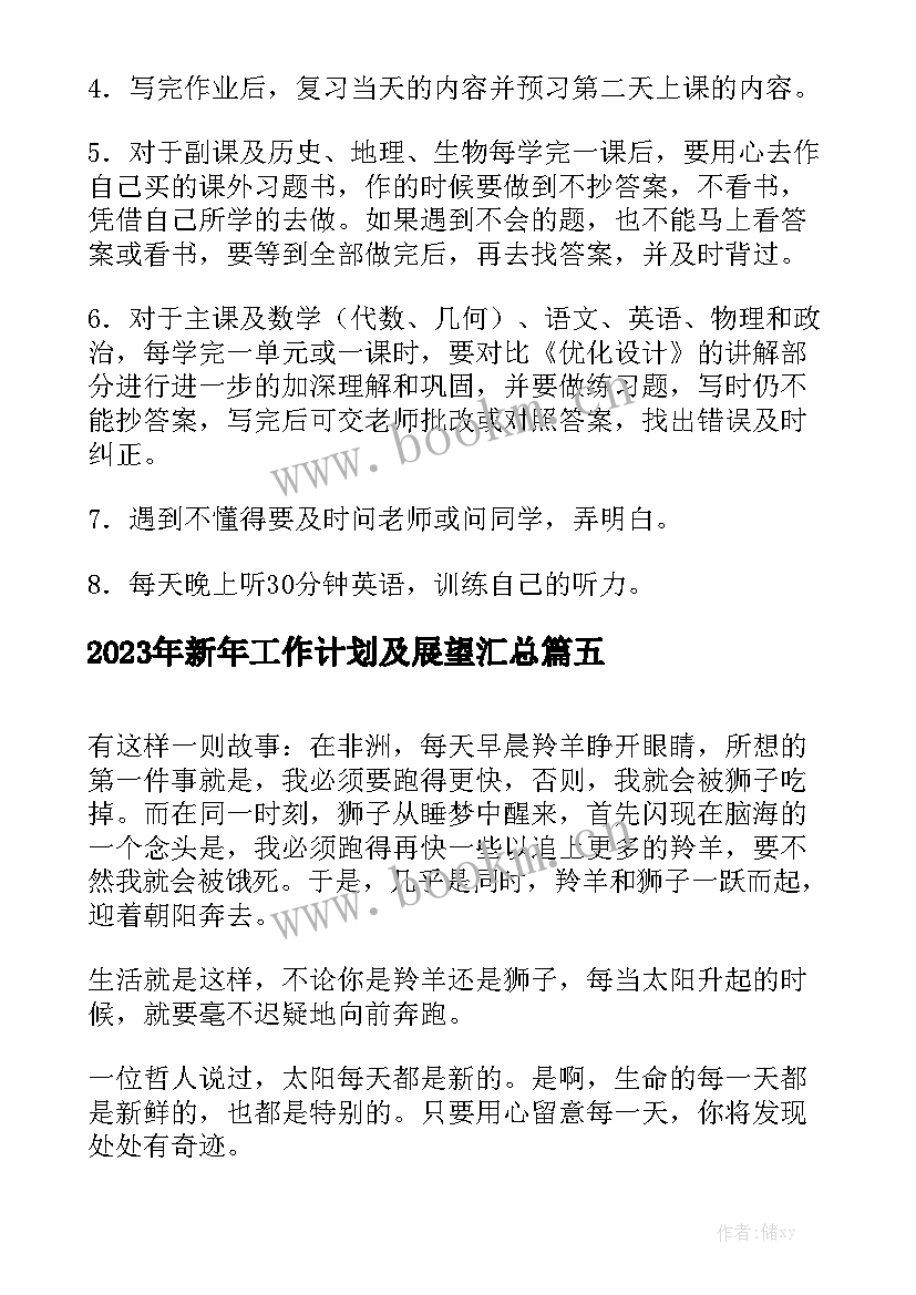 2023年新年工作计划及展望汇总