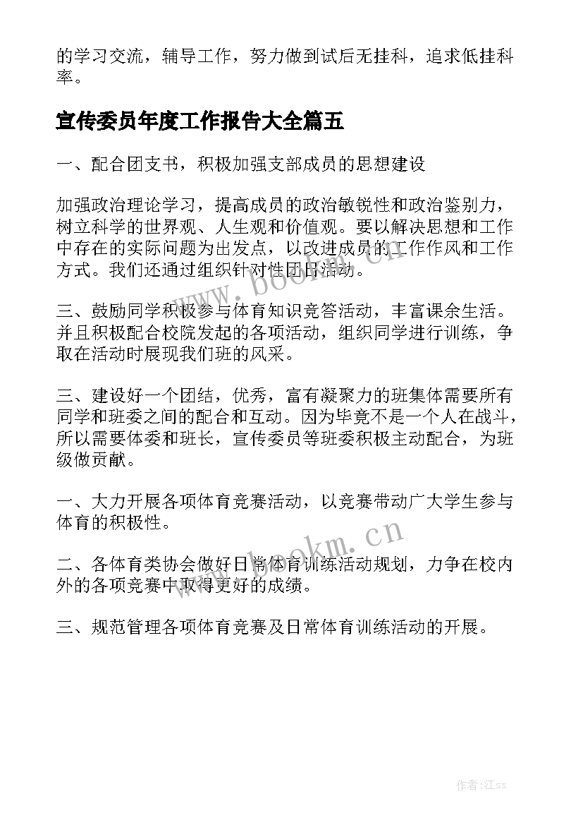 宣传委员年度工作报告大全