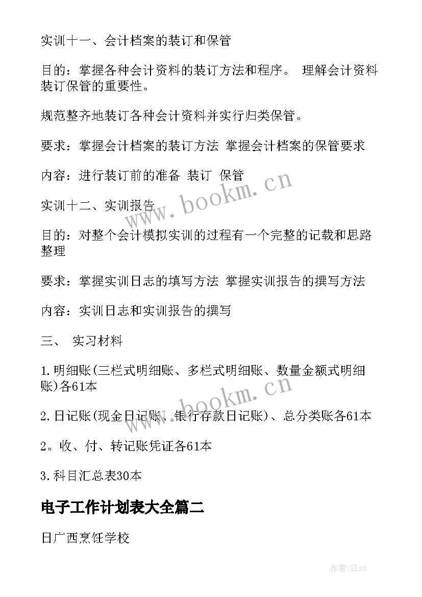 电子工作计划表大全