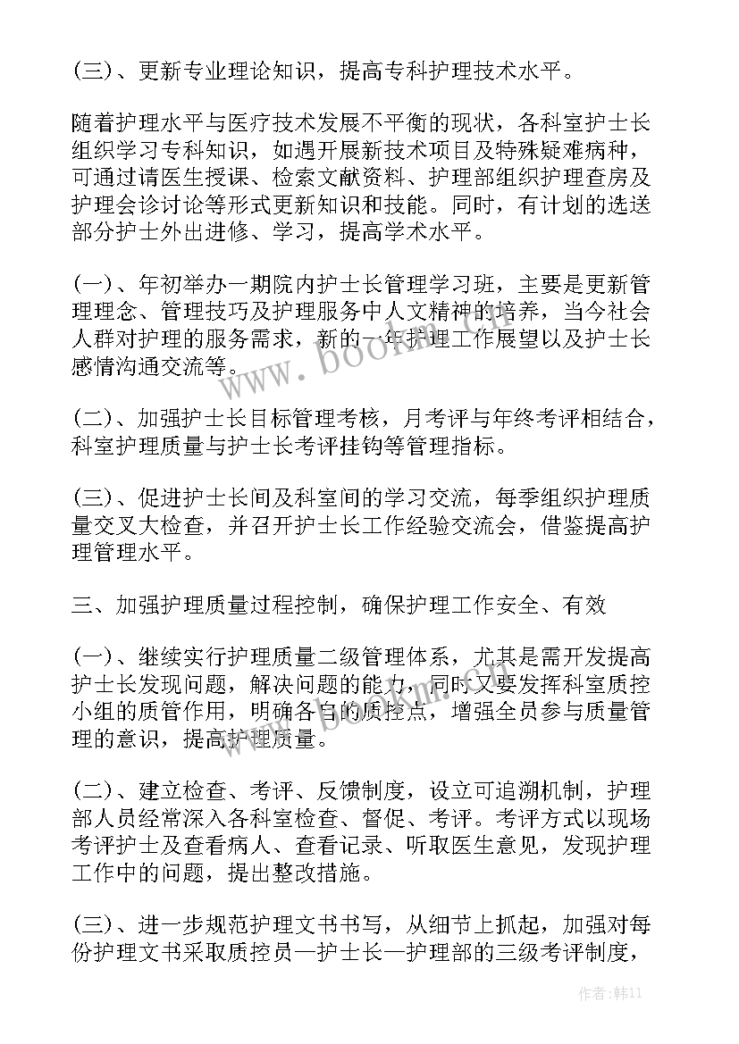 最新新护士工作计划 护士工作计划优质