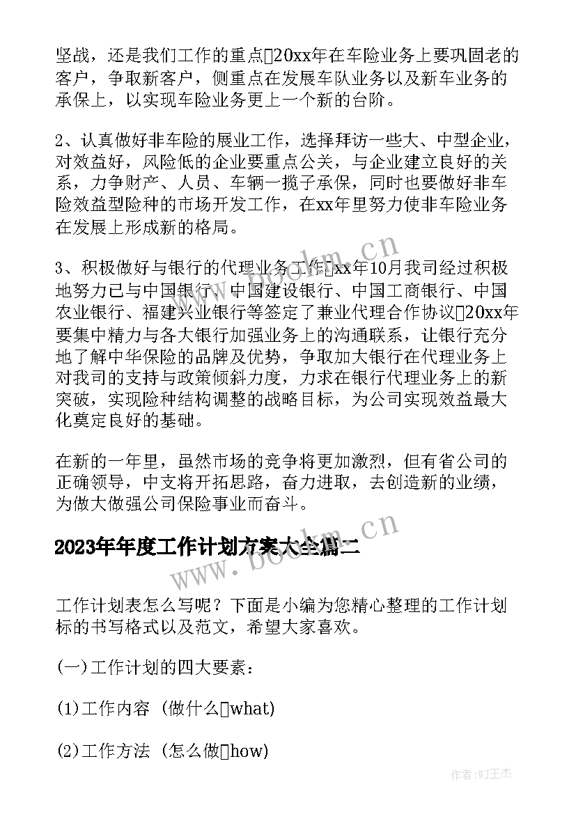 2023年年度工作计划方案大全