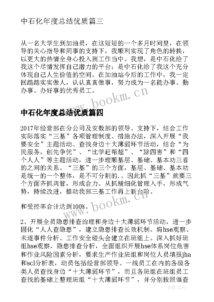 中石化年度总结优质