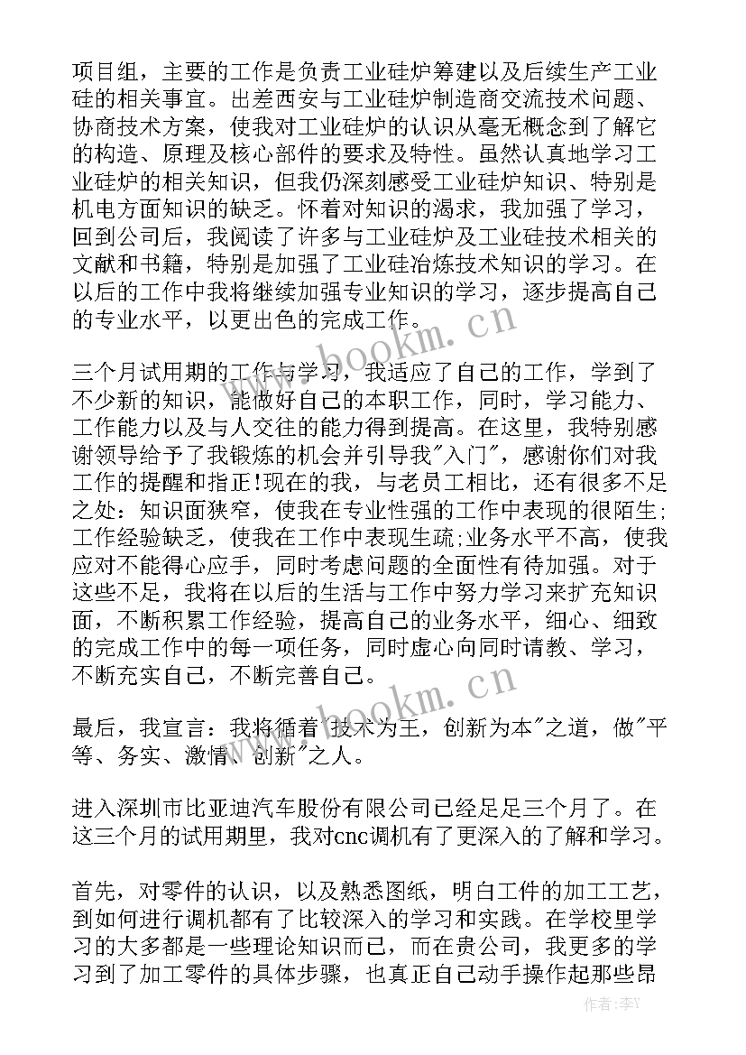 比亚迪试用期工作总结及自我评价 比亚迪试用期的工作总结优秀