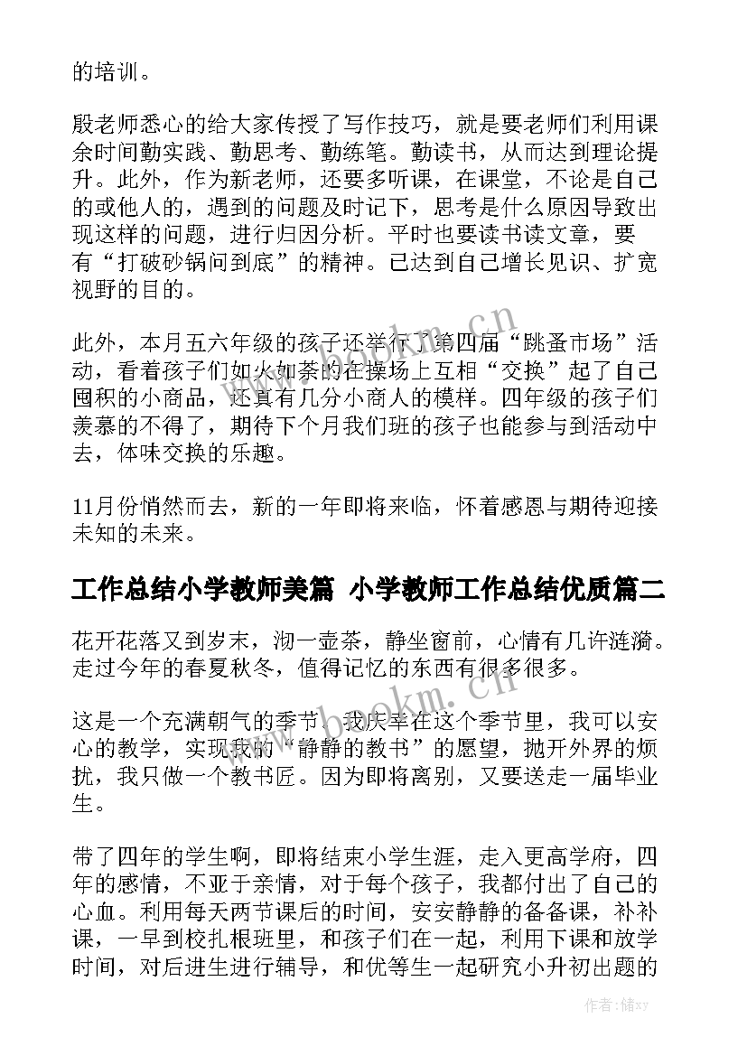 工作总结小学教师美篇 小学教师工作总结优质