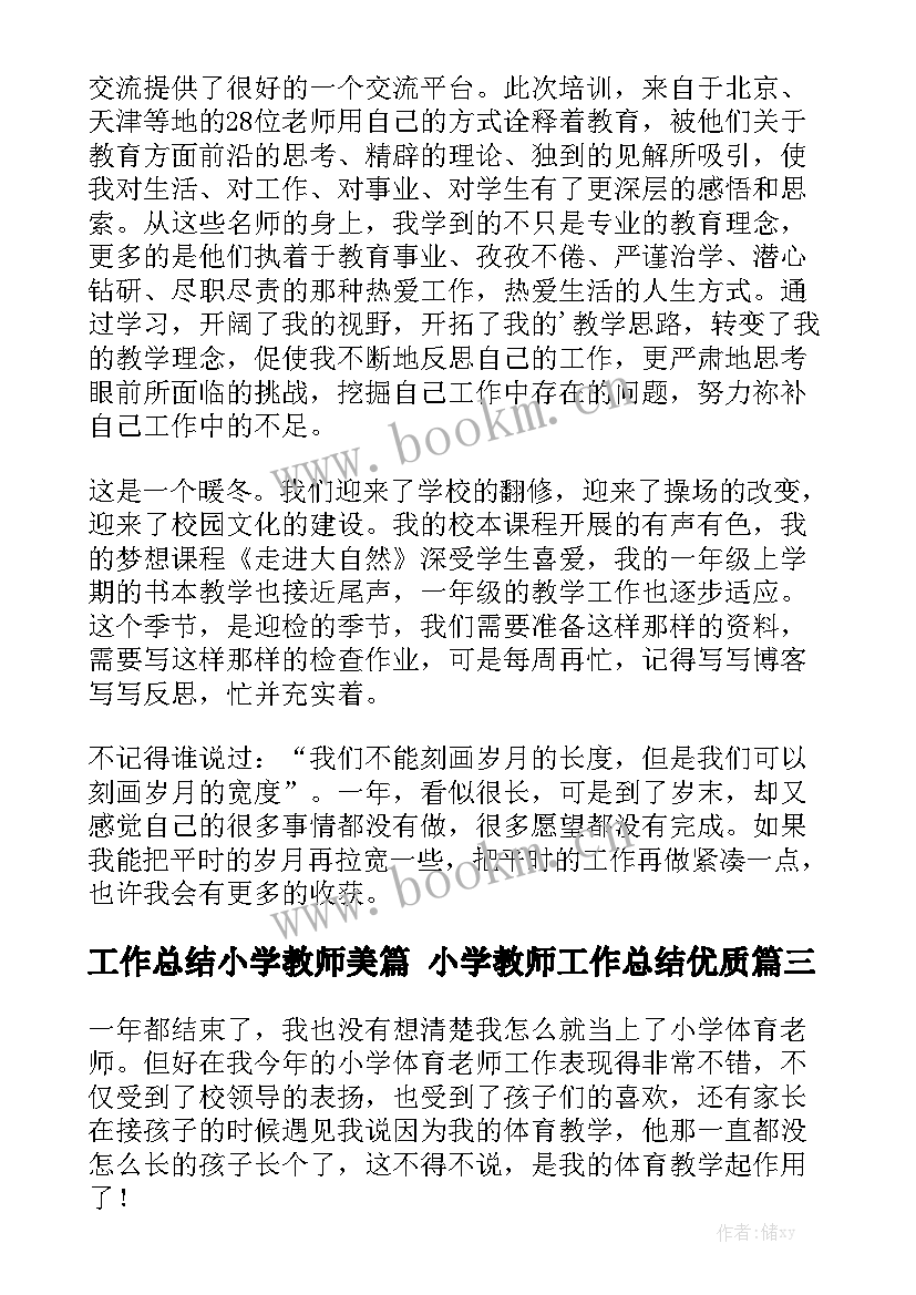 工作总结小学教师美篇 小学教师工作总结优质