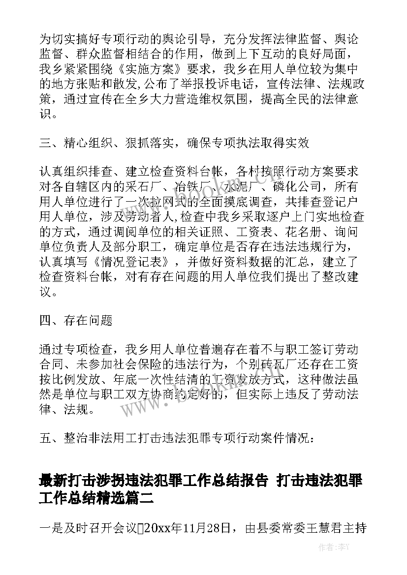 最新打击涉拐违法犯罪工作总结报告 打击违法犯罪工作总结精选