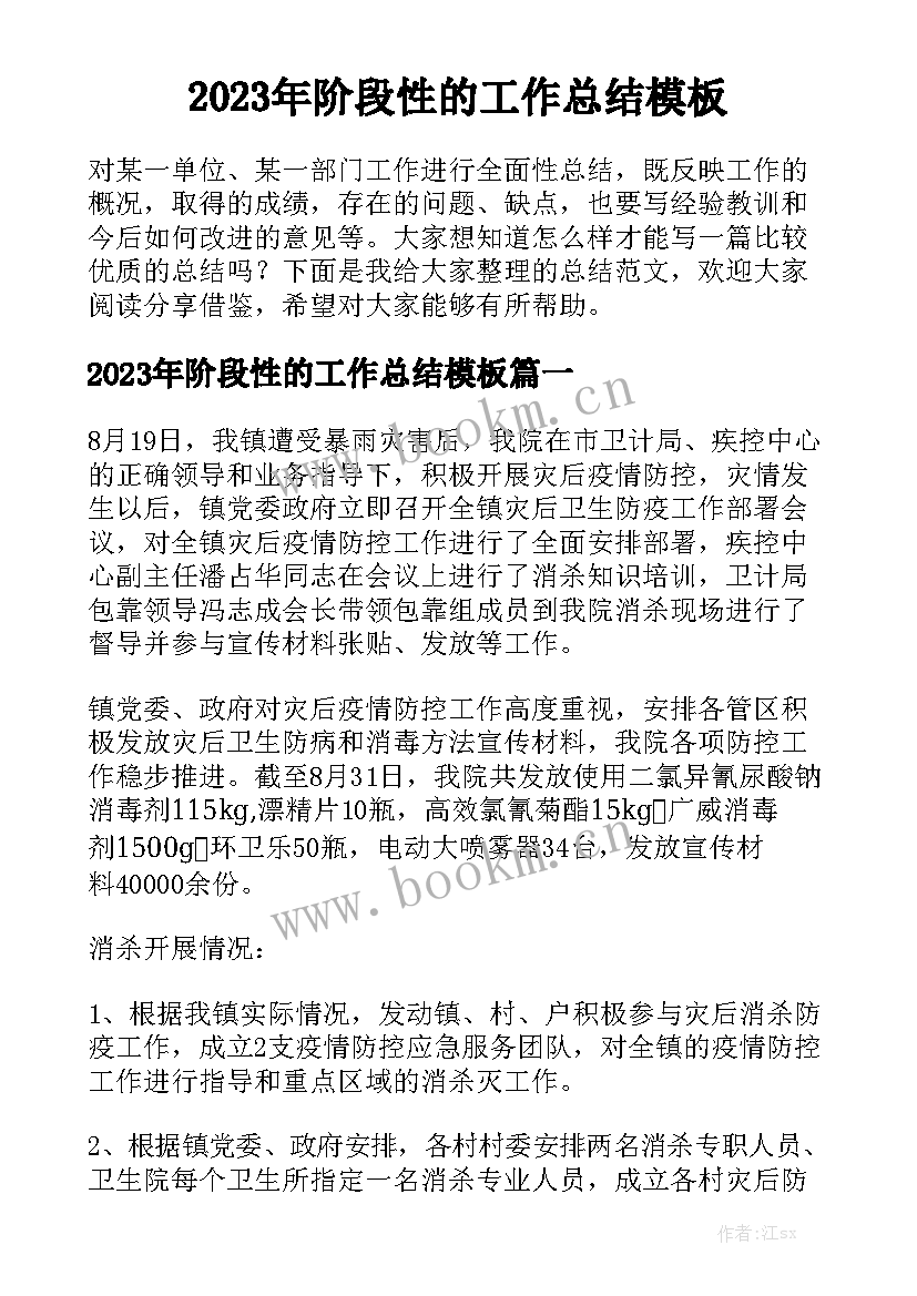 2023年阶段性的工作总结模板