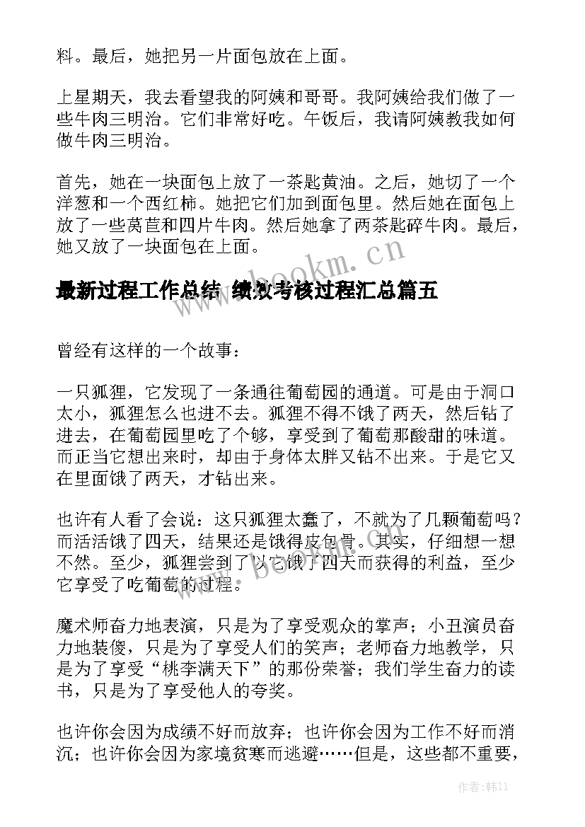 最新过程工作总结 绩效考核过程汇总