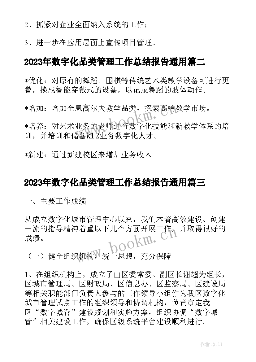 2023年数字化品类管理工作总结报告通用