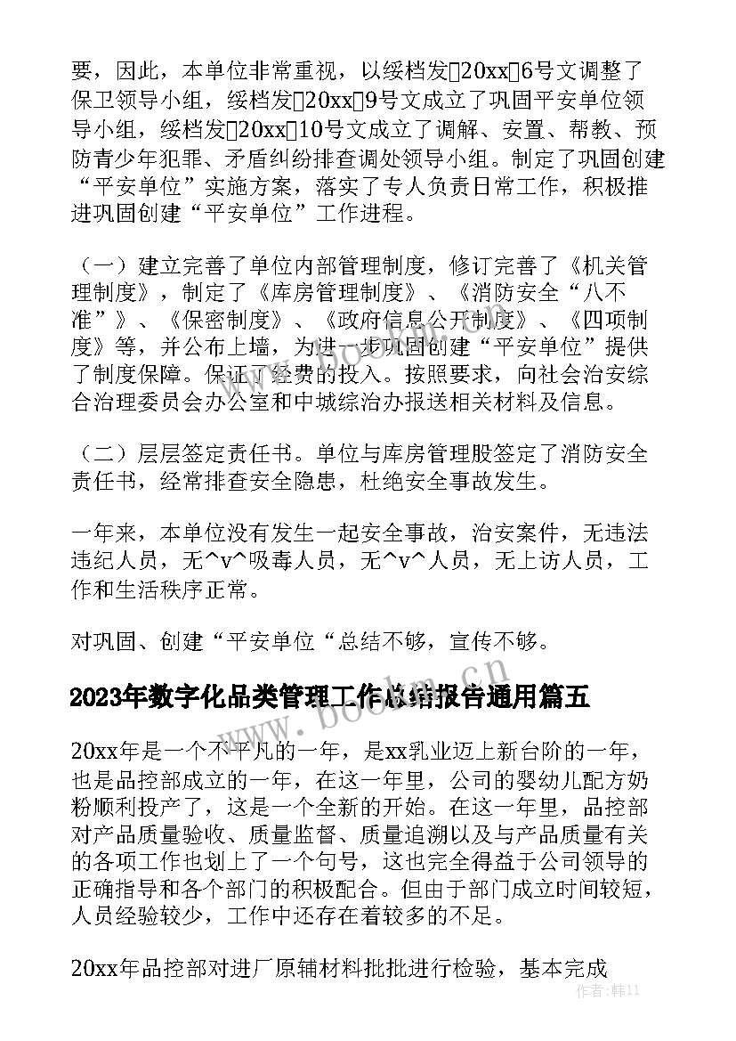 2023年数字化品类管理工作总结报告通用