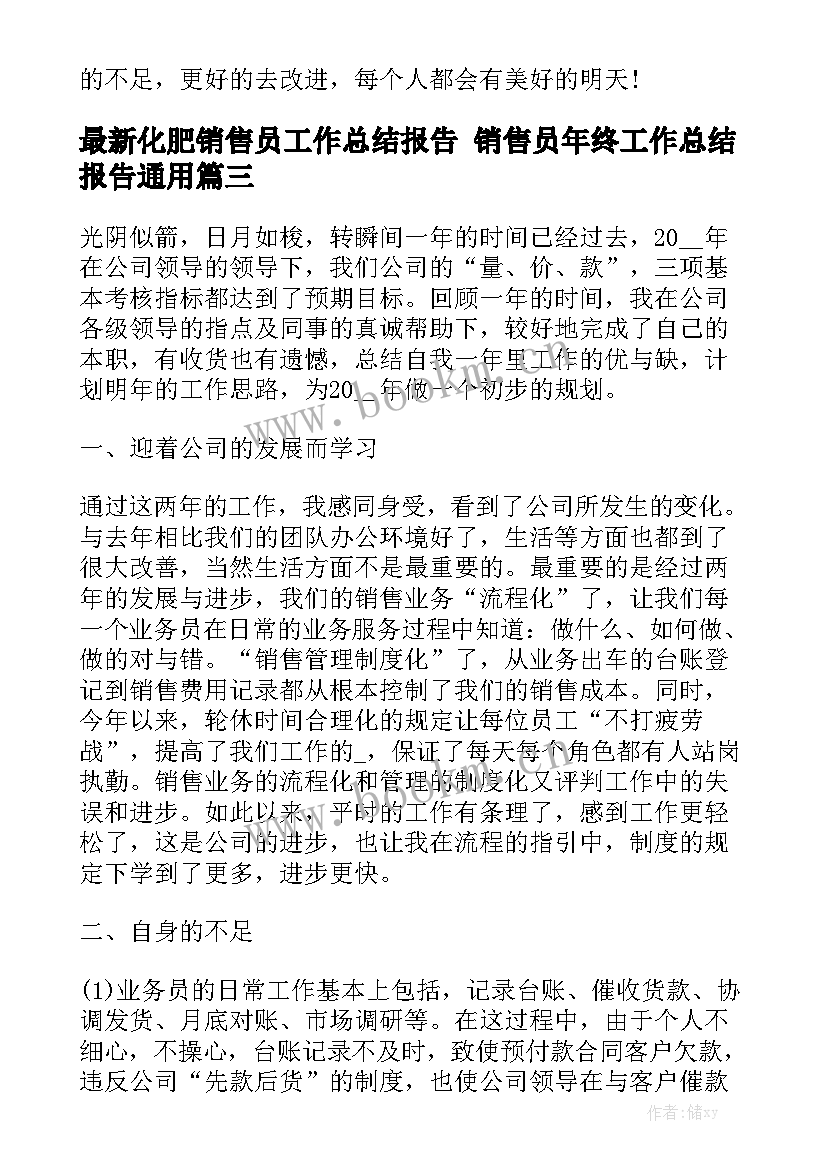 最新化肥销售员工作总结报告 销售员年终工作总结报告通用