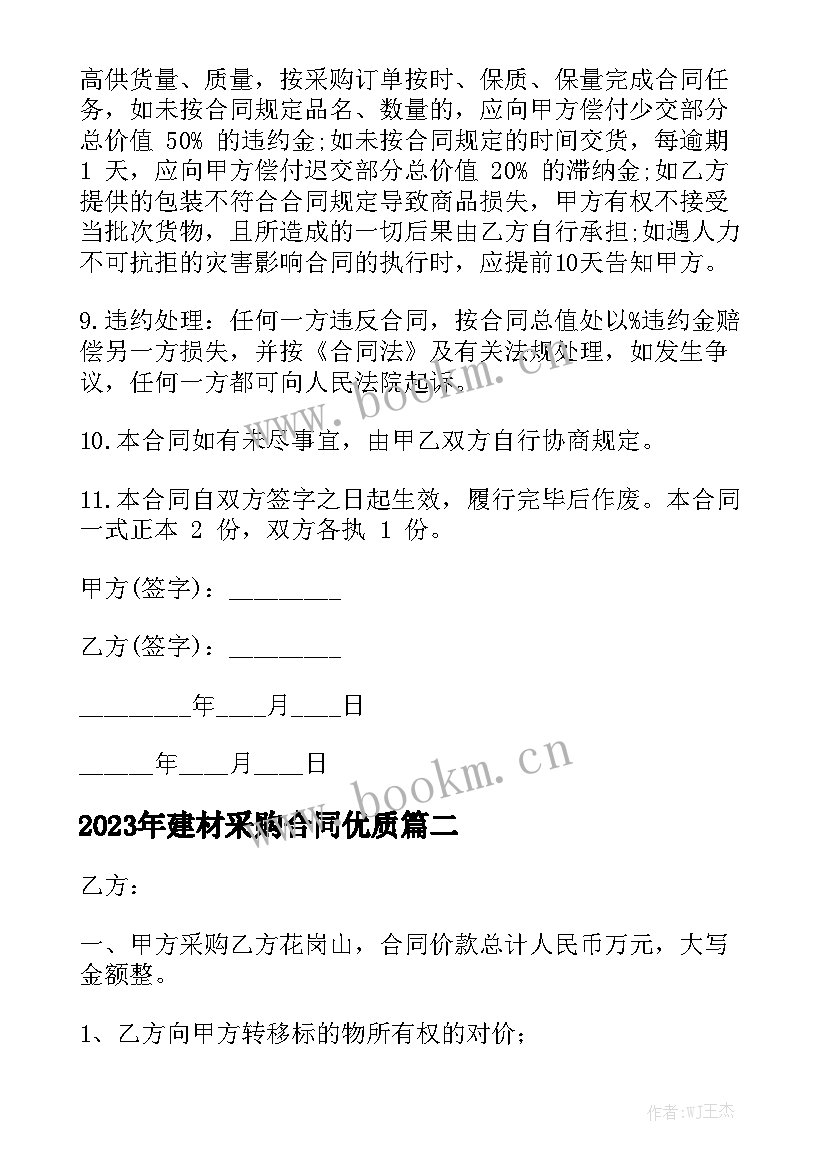 2023年建材采购合同优质