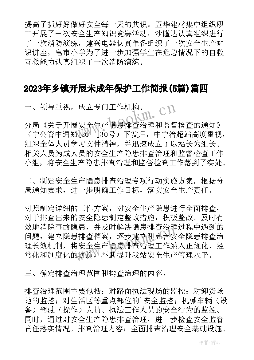 2023年乡镇开展未成年保护工作简报(5篇)