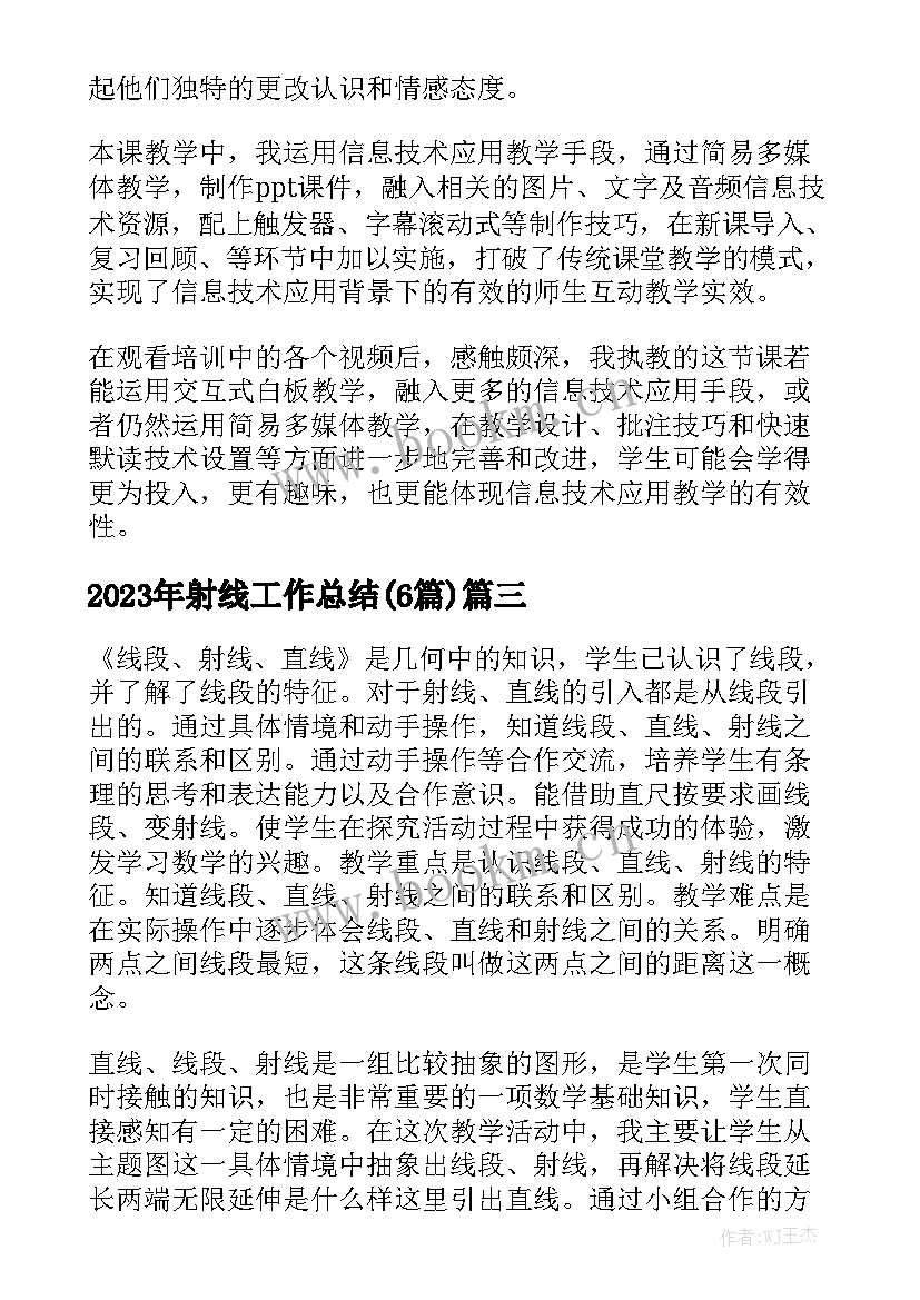 2023年射线工作总结(6篇)