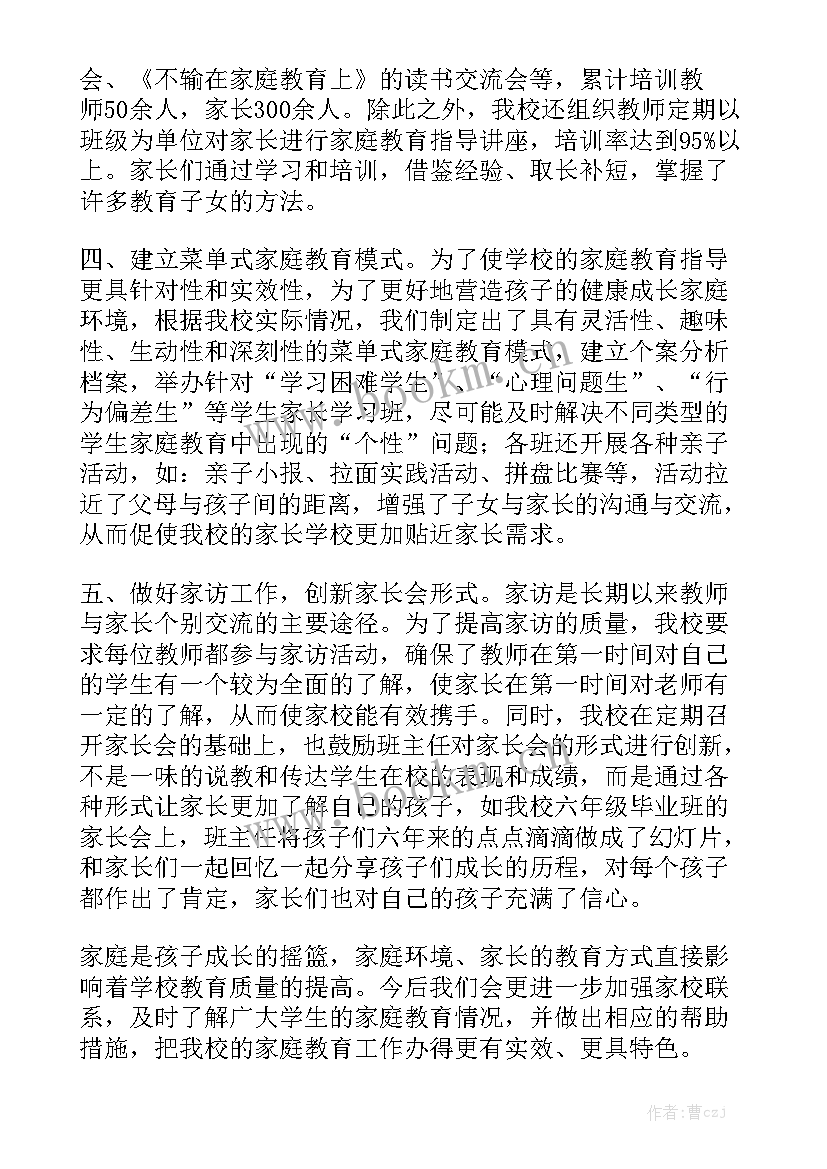 2023年小学家庭教育周工作总结大全