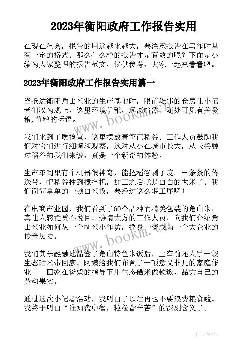 2023年衡阳政府工作报告实用