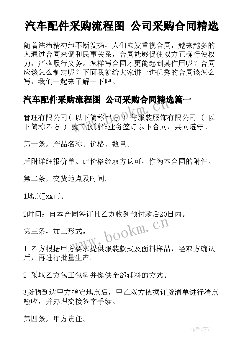 汽车配件采购流程图 公司采购合同精选