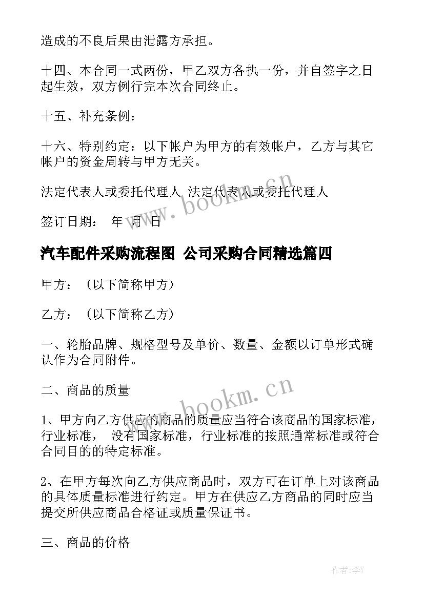 汽车配件采购流程图 公司采购合同精选