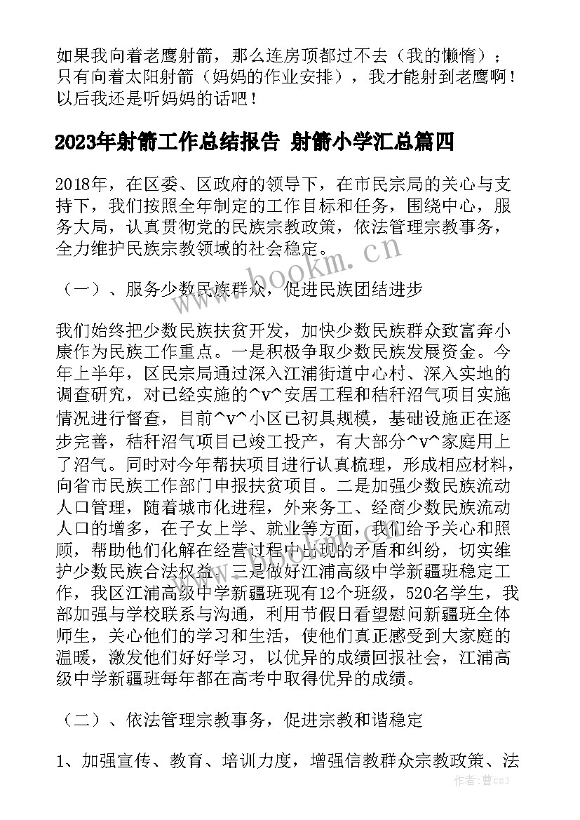 2023年射箭工作总结报告 射箭小学汇总