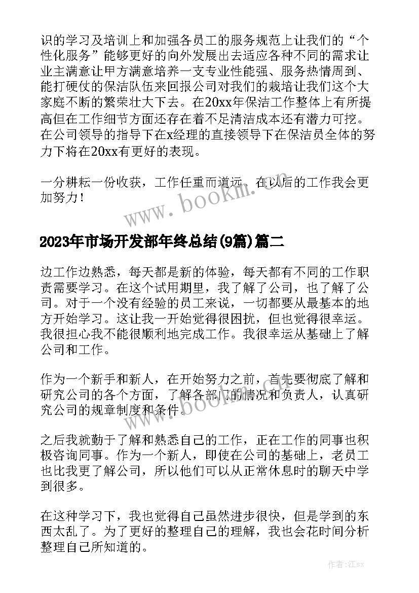 2023年市场开发部年终总结(9篇)