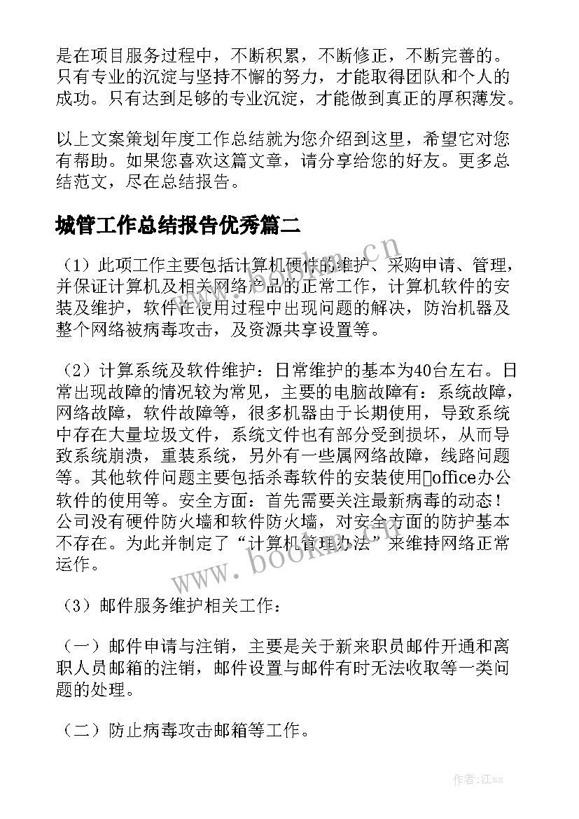 城管工作总结报告优秀