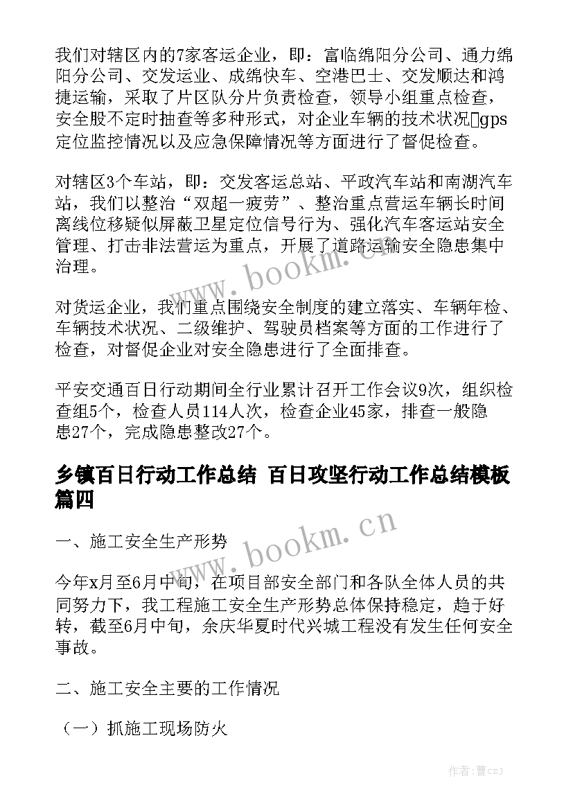 乡镇百日行动工作总结 百日攻坚行动工作总结模板