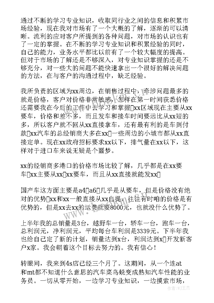 最新汽车机修个人工作总结 汽车销售个人工作总结大全