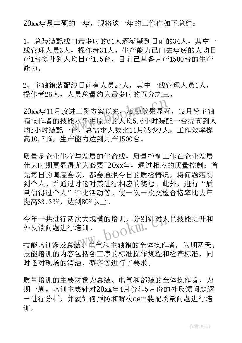 2023年装配年度工作总结 月度工作总结模板