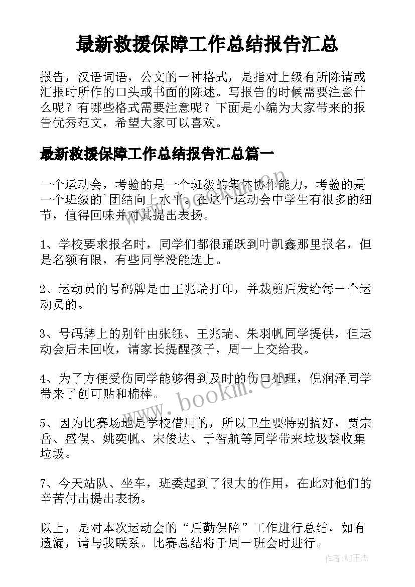 最新救援保障工作总结报告汇总