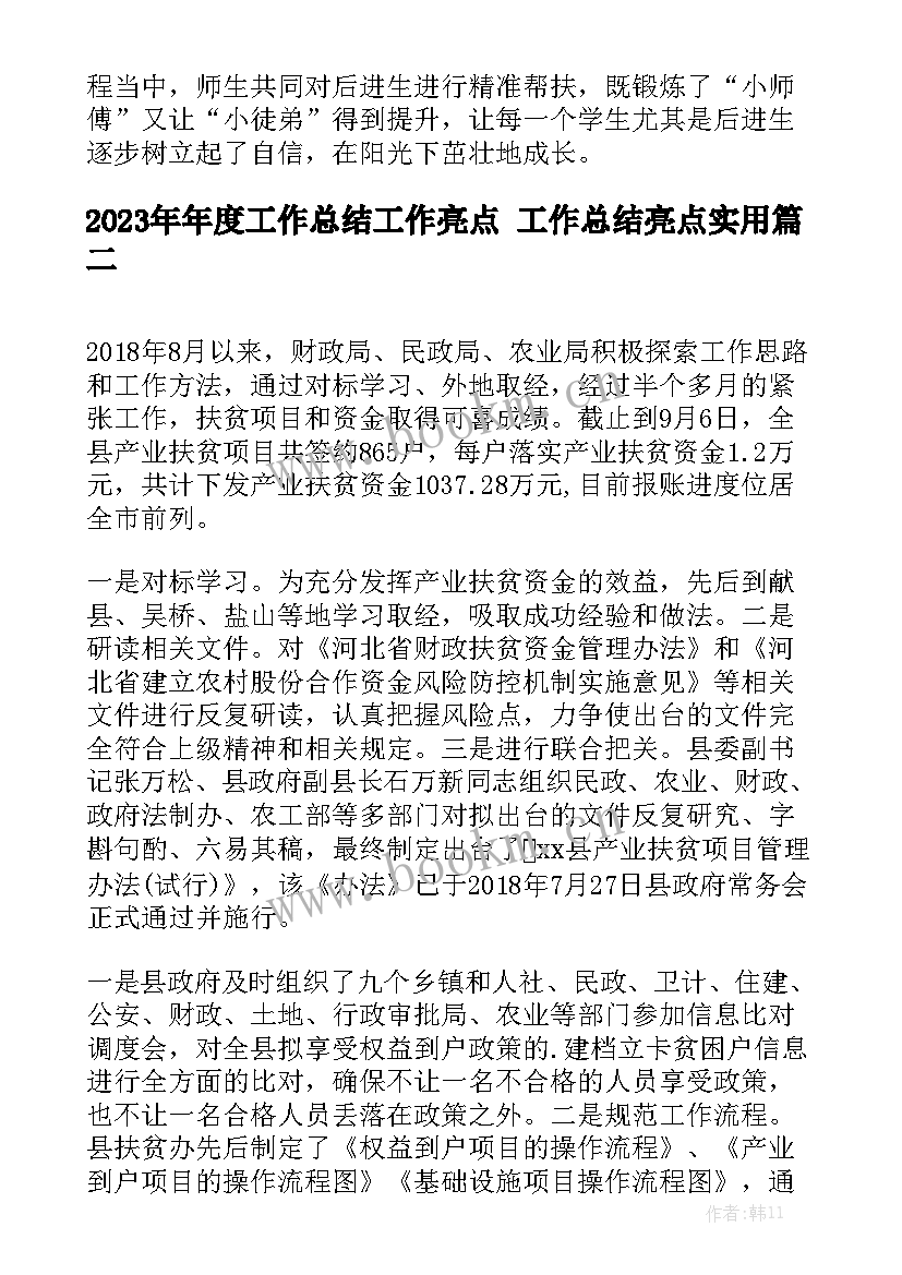 2023年年度工作总结工作亮点 工作总结亮点实用