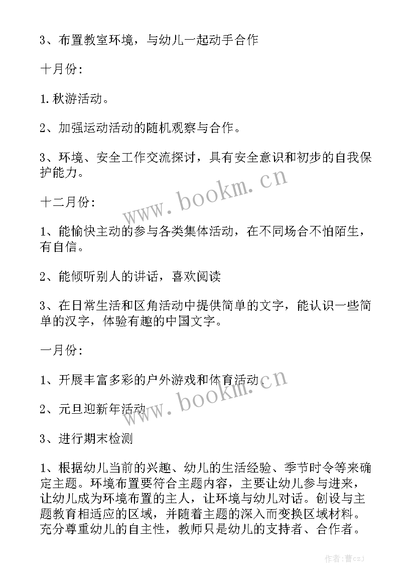 大班班主任保教工作计划 大班班级工作计划