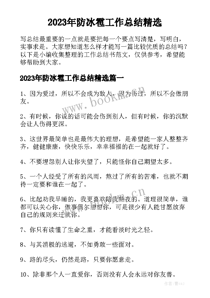 2023年防冰雹工作总结精选