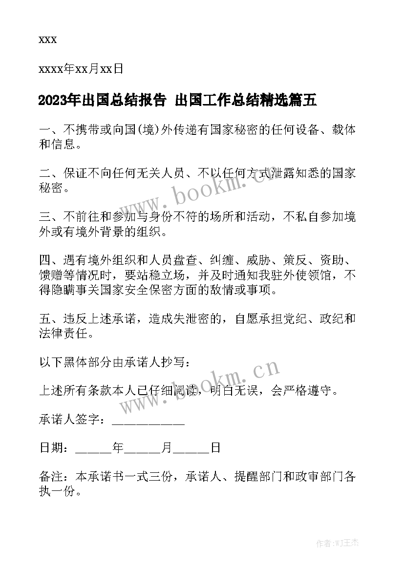 2023年出国总结报告 出国工作总结精选