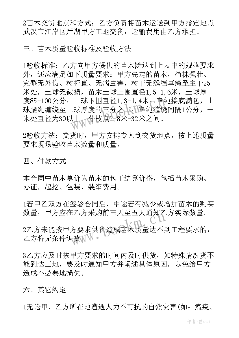 2023年苗木购销合同标准 苗木购销合同实用