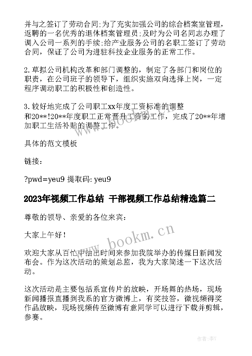 2023年视频工作总结 干部视频工作总结精选