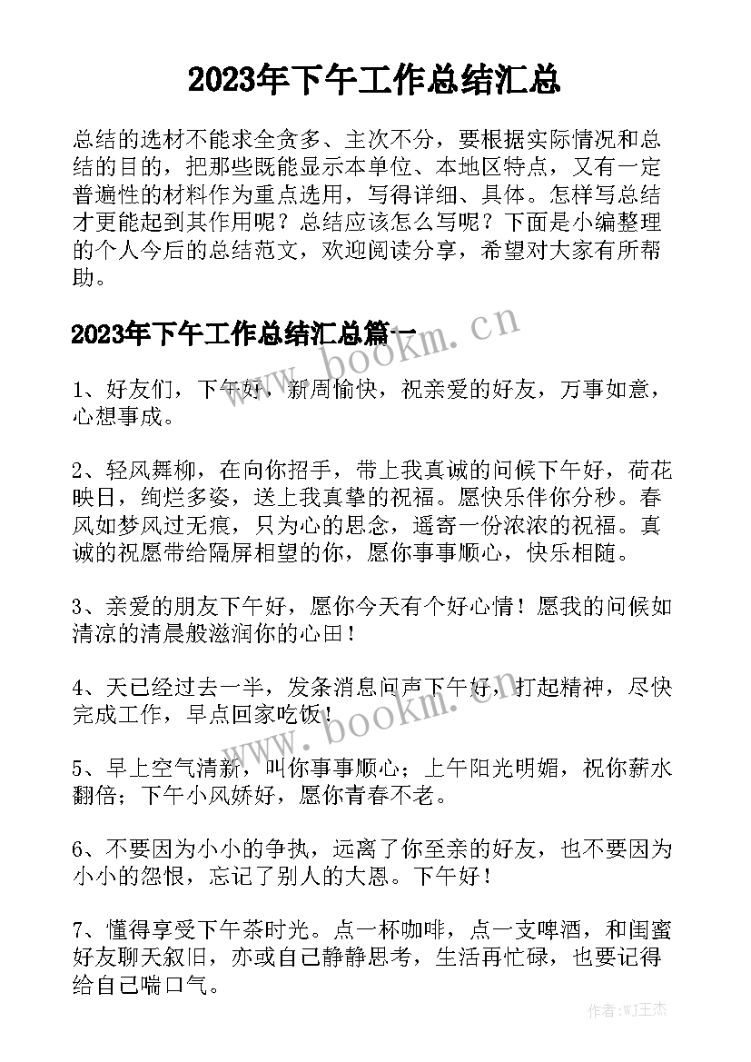 2023年下午工作总结汇总