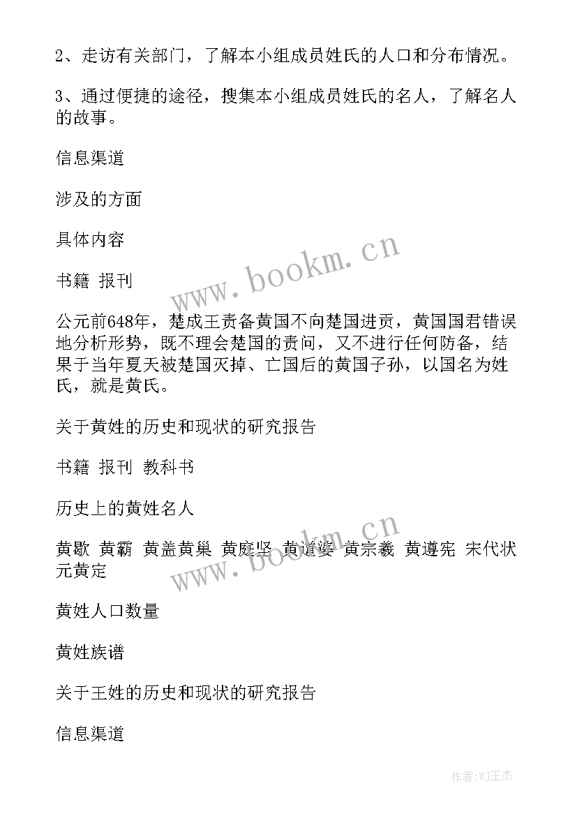 最新姓氏资料报告实用