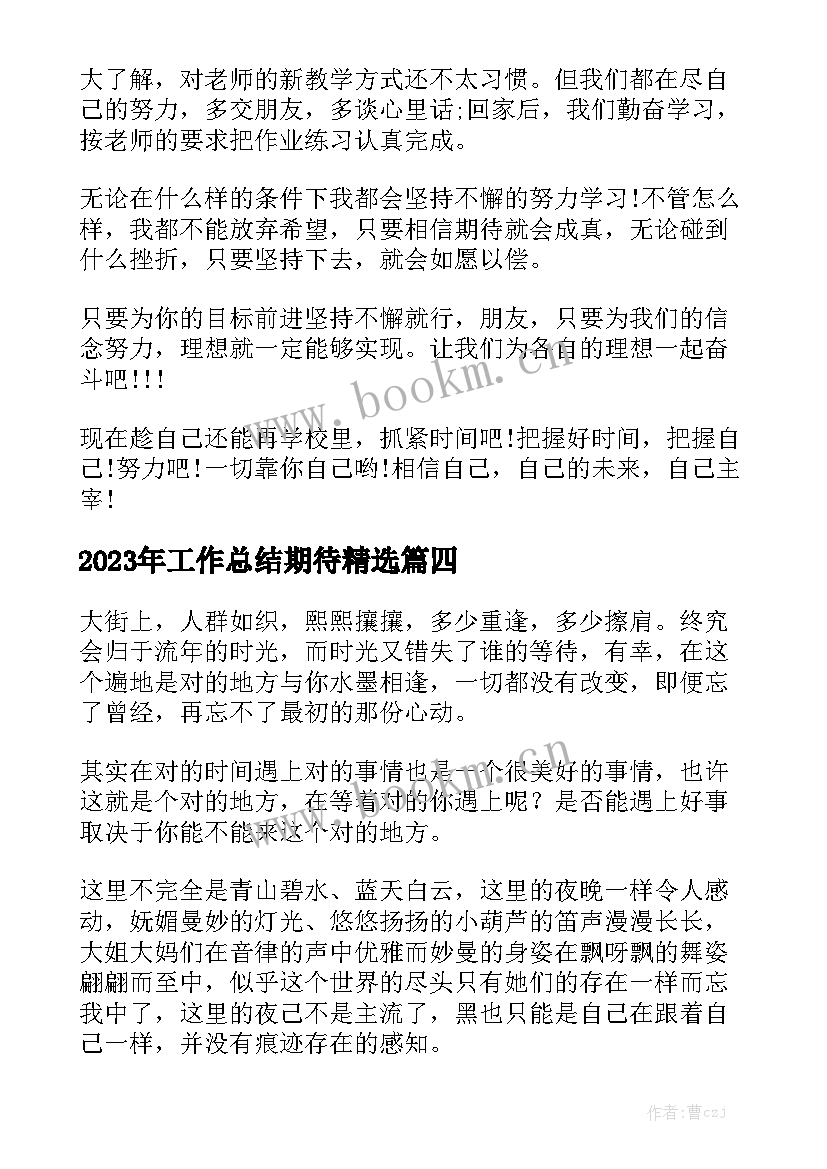 2023年工作总结期待精选