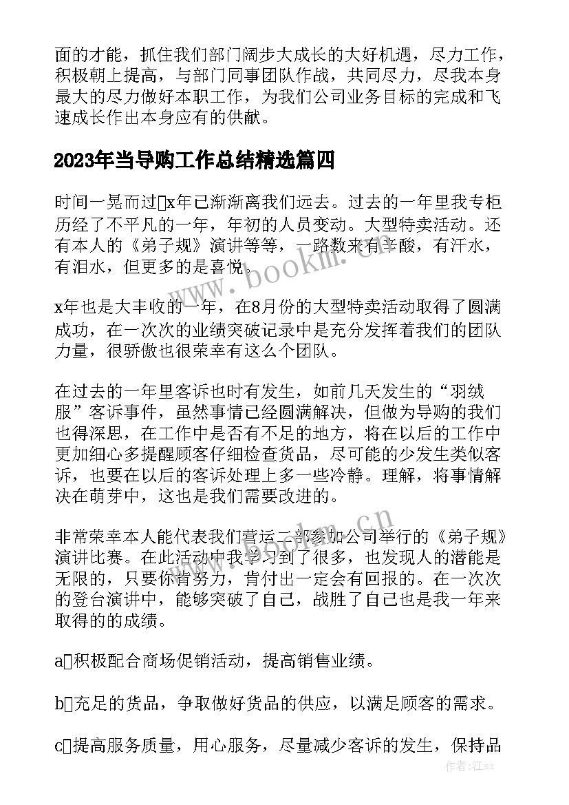 2023年当导购工作总结精选